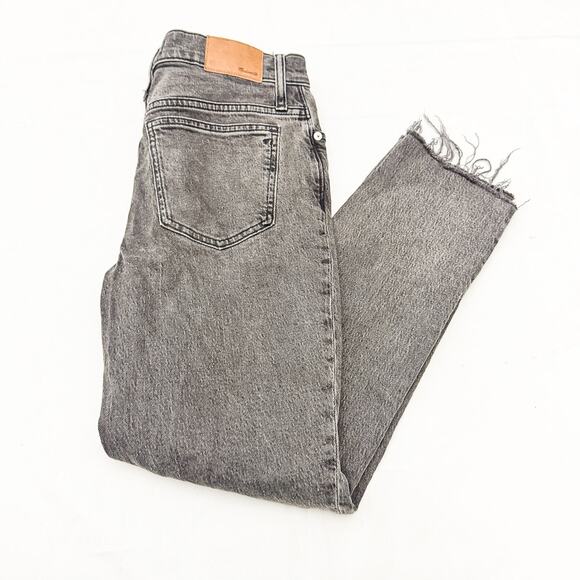 Madewell The Perfect Vintage Charcoal Gray Acid Wash Denim Jeans Raw Hem Size 25 - Picture 10 of 10